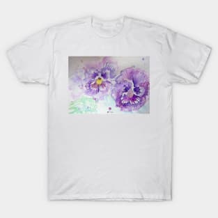 Purple Pansy Flower Watercolor T-Shirt